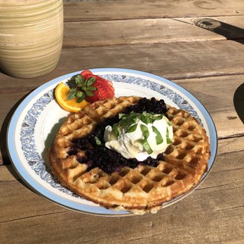 The Blythe Cricket - Blueberry basil waffle - Breakfast & Brunch Near Me - Joseph, Oregon