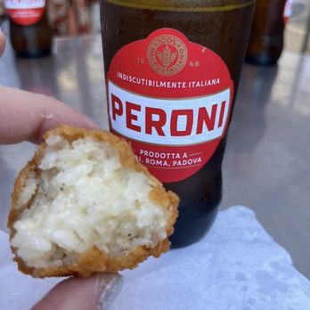 Supplì - Suppli and a cold Peroni beer - Pizza Near Me - Rome, RM