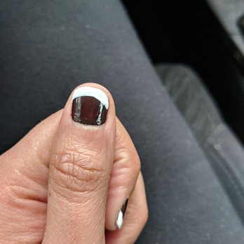 Glam Nail Bar - Nail polish is super thick lots of layers on tip - Nail Salons Near Me - Katy, Texas