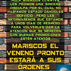 Mariscos El Veneno Bucerias - Mandaremos informe antes de 3 días de apertura..