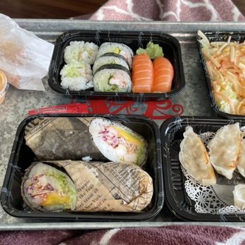 Sushi Express - Mango Kani Salad, Harumaki, Boston Roll, Salmon, 10. Spicy Shrimp Burrito, Pork Gyoza - Japanese Near Me - Deptford, New Jersey Sushi Express - Mango Kani Salad, Harumaki, Boston Roll, Salmon, 10. Spicy Shrimp Burrito, Pork Gyoza - Japanese Near Me - Deptford, New Jersey