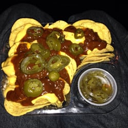 McMinnville Cinema 8 - Chili cheese nachos with jalapeños. Yummy!!!