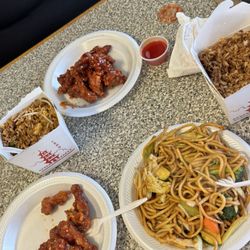 Star Wok - Veggie noodles, fried rice, egg fried rice and orange chicken