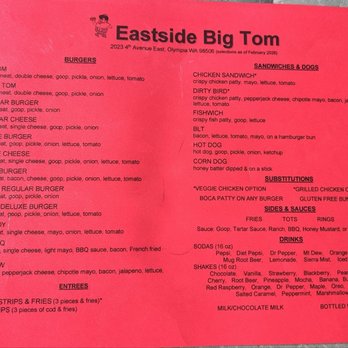 Eastside Big Tom - May 21, 2026 - Burgers Near Me - Olympia, Washington