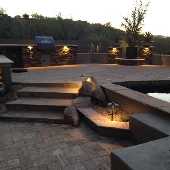 Summit Groudworks, LLC - Travertine deck, BBQ, Fire Pit, and lighting. - Landscaping Near Me Summit Groudworks, LLC - Travertine deck, BBQ, Fire Pit, and lighting. - Landscaping Near Me