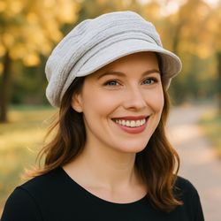 Mode Atelier Klennes - Damen Ballonmütze Herbstmütze und Frühjahr hellgrau melange
