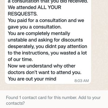 Elite Plastic Surgeon - This was our only conversations I never asked for a discount nor did I say surgeon's refuse me. - Cosmetic Surgeons Near Me - México, D.F., DIF
