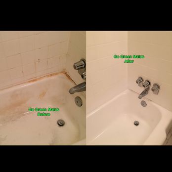 Go Green Maids - Tub Before/After some tubs can be restored after a few visits of cleaning. - Home Cleaning Near Me - Alexandria, Virginia Go Green Maids - Tub Before/After some tubs can be restored after a few visits of cleaning. - Home Cleaning Near Me - Alexandria, Virginia