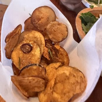 Bravas Bar de Tapas - Eggplant chips with honey and rosemary-- delish! - Spanish Near Me - Healdsburg, California