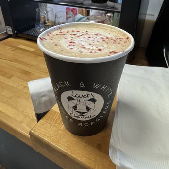 Black and White Coffee Roasters - Lovers Latte special! It was so good. - Coffee Roasteries Near Me - Wake Forest, North Carolina Black and White Coffee Roasters - Lovers Latte special! It was so good. - Coffee Roasteries Near Me - Wake Forest, North Carolina