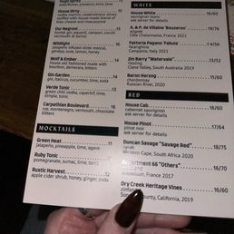 Drink menu