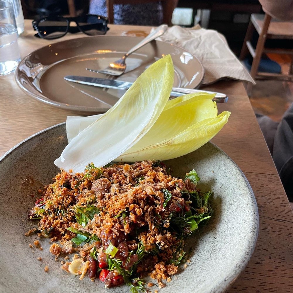 Smoking Goat - Raw laab of moorland beef and bitter leaves - Thai Near Me - London, XGL