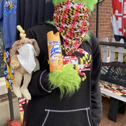 Maryland Recycled Creations - Masked Grinch during pandemic.