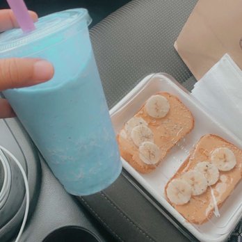 Main Squeeze Juice Co. - Blue Tart & Peanut Butter and Banana Toast - Juice Bars & Smoothies Near Me - Bossier City, Louisiana Main Squeeze Juice Co. - Blue Tart & Peanut Butter and Banana Toast - Juice Bars & Smoothies Near Me - Bossier City, Louisiana