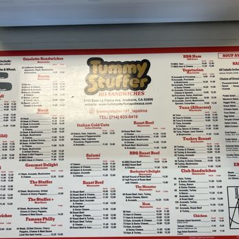 Tummy Stuffer 101 Sandwiches - Menu Feb 2026 - Sandwiches Near Me - Anaheim, California Tummy Stuffer 101 Sandwiches - Menu Feb 2026 - Sandwiches Near Me - Anaheim, California