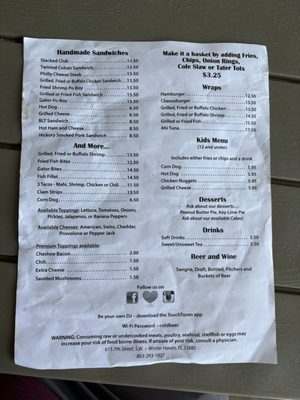 Menu photo 1 The Twisted Prop Bar & Grille Winter Haven, FL