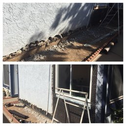 9/27:  removal of old stucco and installing the inside fence.