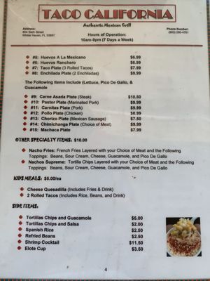 Menu photo 8 Taco California Winter Haven, FL Menu photo 8 Taco California Winter Haven, FL