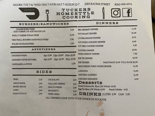 Menu photo 2 Tucker's Homestyle Cook Mount Pleasant, WI