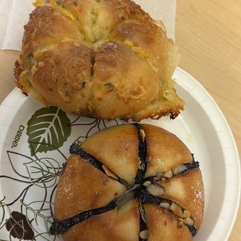 Bloom Bagels - corn cheese and ube almond - Bagels Near Me - Campbell, California Bloom Bagels - corn cheese and ube almond - Bagels Near Me - Campbell, California