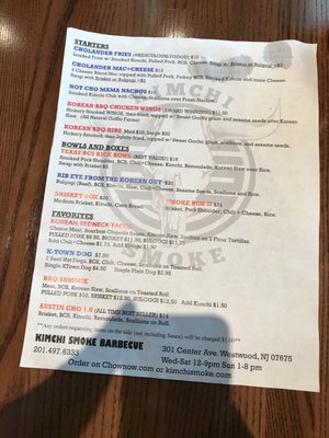 Menu photo 5 Kimchi Smoke BBQ Shack Ridgewood, NJ