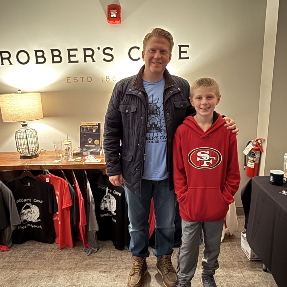 Robber’s Cave Tours - We got Jacob a signed book from Joel on our last visit and he got to come with us tonight to take the tour with us and meet Joel! - Historical Tours Near Me - Lincoln, Nebraska Robber’s Cave Tours - We got Jacob a signed book from Joel on our last visit and he got to come with us tonight to take the tour with us and meet Joel! - Historical Tours Near Me - Lincoln, Nebraska