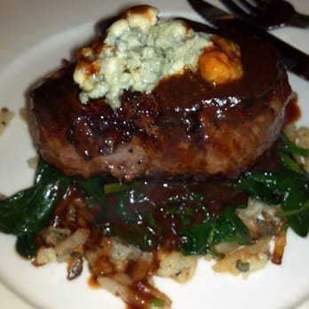 La Bicyclette - The filet I described in my review . There's a dollop of blue cheese on top, underneath are spinach and shredded potatoes. - French Near Me - Carmel, California La Bicyclette - The filet I described in my review . There's a dollop of blue cheese on top, underneath are spinach and shredded potatoes. - French Near Me - Carmel, California