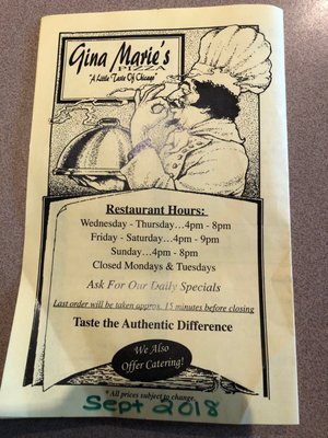 Menu photo 2 Gina Marie's Knox, IN Menu photo 2 Gina Marie's Knox, IN