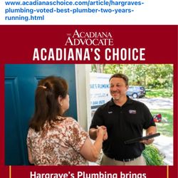 Hargrave's Plumbing - So proud! Thanks Acadiana!