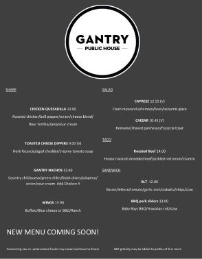 Menu photo 4 Gantry Public House Seattle, WA Menu photo 4 Gantry Public House Seattle, WA