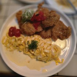 Junah - A special of beef katsu with fettuccine. The meat was chewy and tough. Breading and pasta desperately needed salt