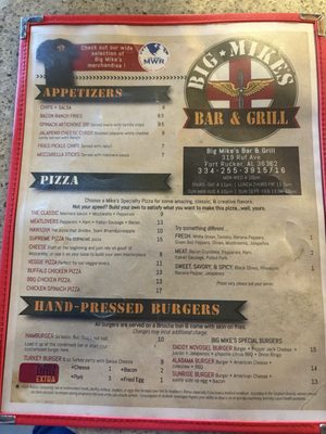 Menu photo 1 Big Mike’s Fort Novosel, AL Menu photo 1 Big Mike’s Fort Novosel, AL
