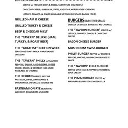 Parkside Tavern - Current food menu as of 2/16/20