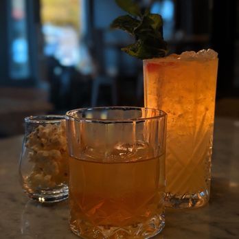 Wonderbar Beacon - two cocktails on a marble table - Cocktail Bars Near Me - Beacon, New York Wonderbar Beacon - two cocktails on a marble table - Cocktail Bars Near Me - Beacon, New York