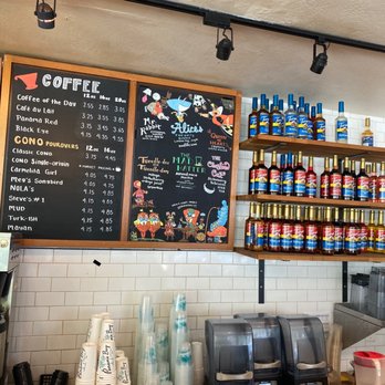 Panama Bay Coffee - menus and prices on the wall - Cafes Near Me - Livermore, California