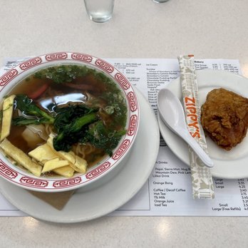 Zippy's Kahala - Wun Tun Min with a piece of Fried Chicken - Diners Near Me - Honolulu, Hawaii Zippy's Kahala - Wun Tun Min with a piece of Fried Chicken - Diners Near Me - Honolulu, Hawaii