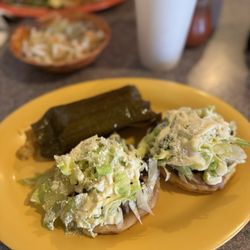 La Choza - Sopes with a chicken tamal