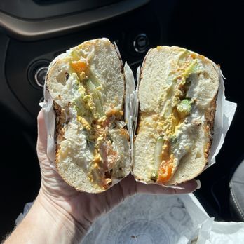 Bagelology - Tam Tam's Sushi Bagel- onion bagel, smoked salmon, cream cheese, avocado, cucumber and chipotle mayo - Bagels Near Me - Frisco, Texas Bagelology - Tam Tam's Sushi Bagel- onion bagel, smoked salmon, cream cheese, avocado, cucumber and chipotle mayo - Bagels Near Me - Frisco, Texas