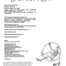 Menu with real meat and dairy options galore. Menu with real meat and dairy options galore.
