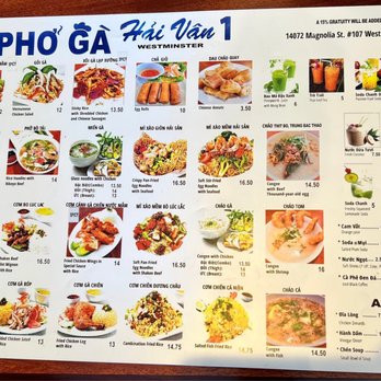Pho Ga Hai Van - Menu - Vietnamese Near Me - Westminster, California