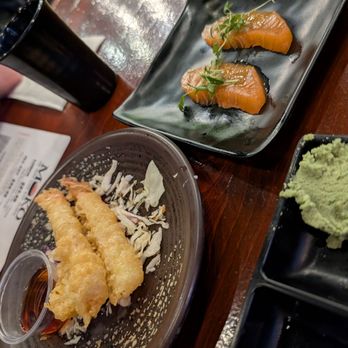 Moko Sushi - Shrimp tempura and salmon with wasabi salsa - Japanese Near Me - North Las Vegas, Nevada