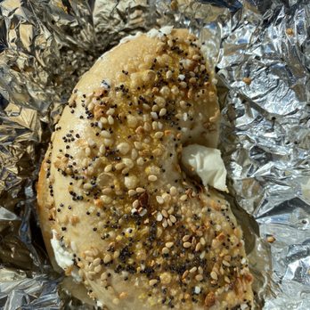 Cafe Bagel - Supreme bagel with butter and cream cheese - Bagels Near Me - Elkridge, Maryland