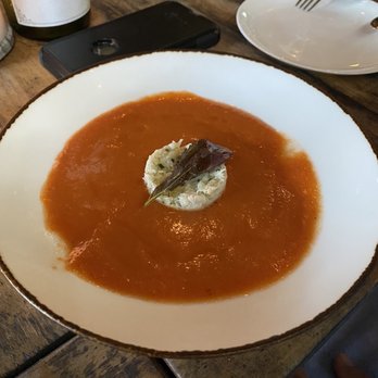 American Seasons - Gazpacho with fish in middle - New American Near Me - Nantucket, Massachusetts American Seasons - Gazpacho with fish in middle - New American Near Me - Nantucket, Massachusetts