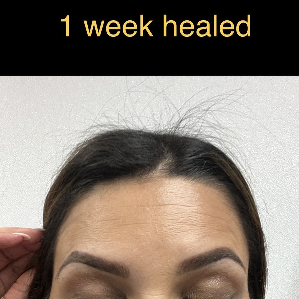 Haley Carmody Artistry - 1 week healed after first Nano Brows session w Haley - Permanent Makeup Near Me - La Jolla, California