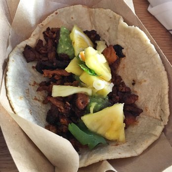 Corazon Cocina - Al Pastor! i added extra pineapple from the salsa bar :) taco is huge! - Mexican Near Me - Santa Barbara, California