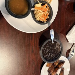 Las Hefas - Pupusa, curtido, black beans, platanos