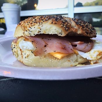 Soho Bagel Co - Ham, cheese and egg white on an everything bagel. - Delis Near Me - Canton, Georgia Soho Bagel Co - Ham, cheese and egg white on an everything bagel. - Delis Near Me - Canton, Georgia