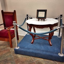 First Baptist Church of Columbia - The actual table where the Articles of Secession were signed in 1860. The building was the only one large enough to accommodate.