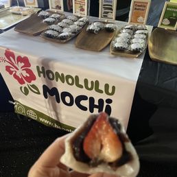 Fresh strawberry mochi with red bean