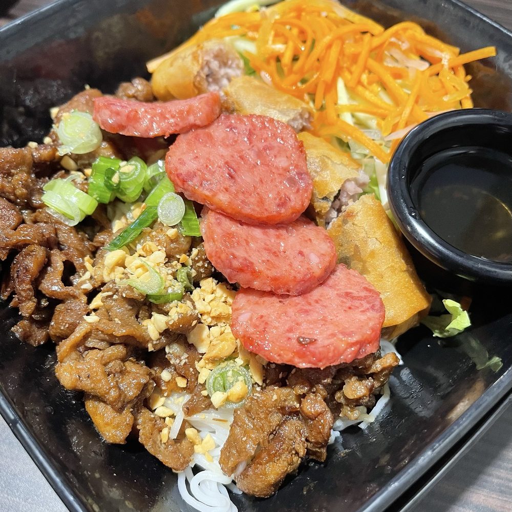 Mr. Pho - Rice Vermicelli Bowl with Meatballs and Grilled Pork - Vietnamese Near Me - Syracuse, New York Mr. Pho - Rice Vermicelli Bowl with Meatballs and Grilled Pork - Vietnamese Near Me - Syracuse, New York